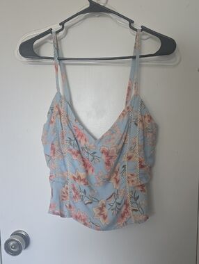 Lush Sky Blue Floral Cowl Camisole